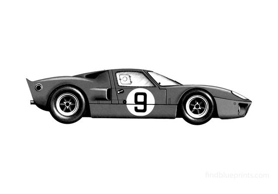 Download drawing Ford GT40 Le Mans Coupe 1968 in ai pdf png